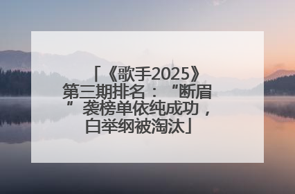 《歌手2025》第三期排名：“断眉”袭榜单依纯成功，白举纲被淘汰