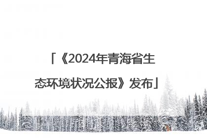 《2024年青海省生态环境状况公报》发布
