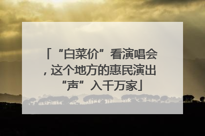 “白菜价”看演唱会，这个地方的惠民演出“声”入千万家