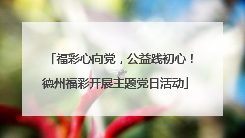 福彩心向党，公益践初心！德州福彩开展主题党日活动