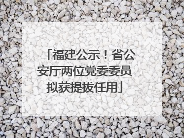 福建公示！省公安厅两位党委委员拟获提拔任用
