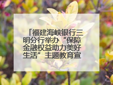 福建海峡银行三明分行举办“保障金融权益助力美好生活”主题教育宣传活动