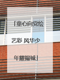 童心向党绘艺彩 风华少年耀撮城