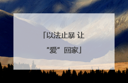 以法止暴 让“爱”回家