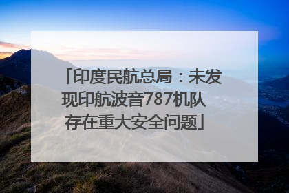 印度民航总局：未发现印航波音787机队存在重大安全问题