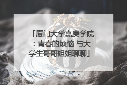 厦门大学嘉庚学院：青春的烦恼 与大学生哥哥姐姐聊聊