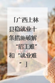 广西上林县稳就业十条措施破解“招工难”和“就业难”