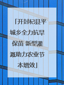 开封杞县平城乡全力抗旱保苗 新型灌溉助力农业节本增效