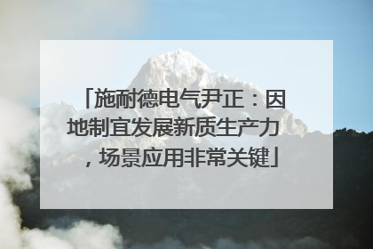施耐德电气尹正：因地制宜发展新质生产力，场景应用非常关键