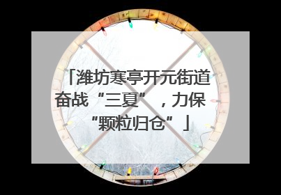 潍坊寒亭开元街道奋战“三夏”，力保“颗粒归仓”