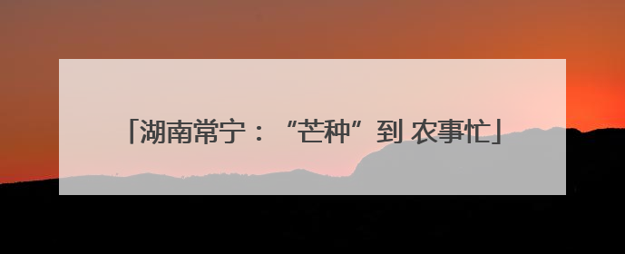 湖南常宁：“芒种”到 农事忙
