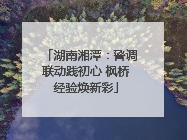 湖南湘潭：警调联动践初心 枫桥经验焕新彩