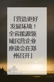 营造更好发展环境！全省能源领域民营企业座谈会在郑州召开
