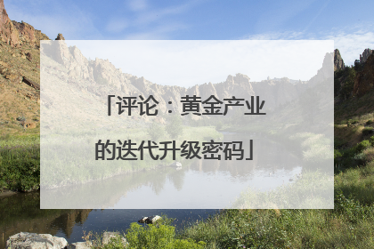 评论：黄金产业的迭代升级密码