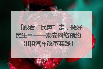 跟着“民声”走，做好民生事——泰安网络预约出租汽车改革实践
