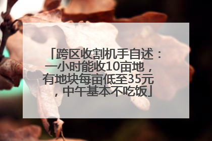 跨区收割机手自述：一小时能收10亩地，有地块每亩低至35元，中午基本不吃饭