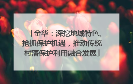金华：深挖地域特色、抢抓保护机遇，推动传统村落保护利用融合发展