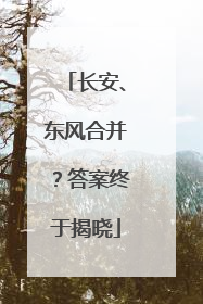 长安、东风合并？答案终于揭晓