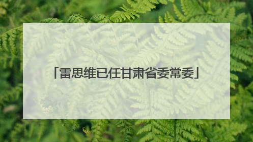 雷思维已任甘肃省委常委