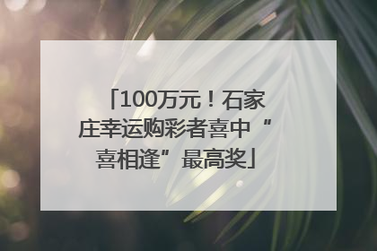 100万元！石家庄幸运购彩者喜中“喜相逢”最高奖